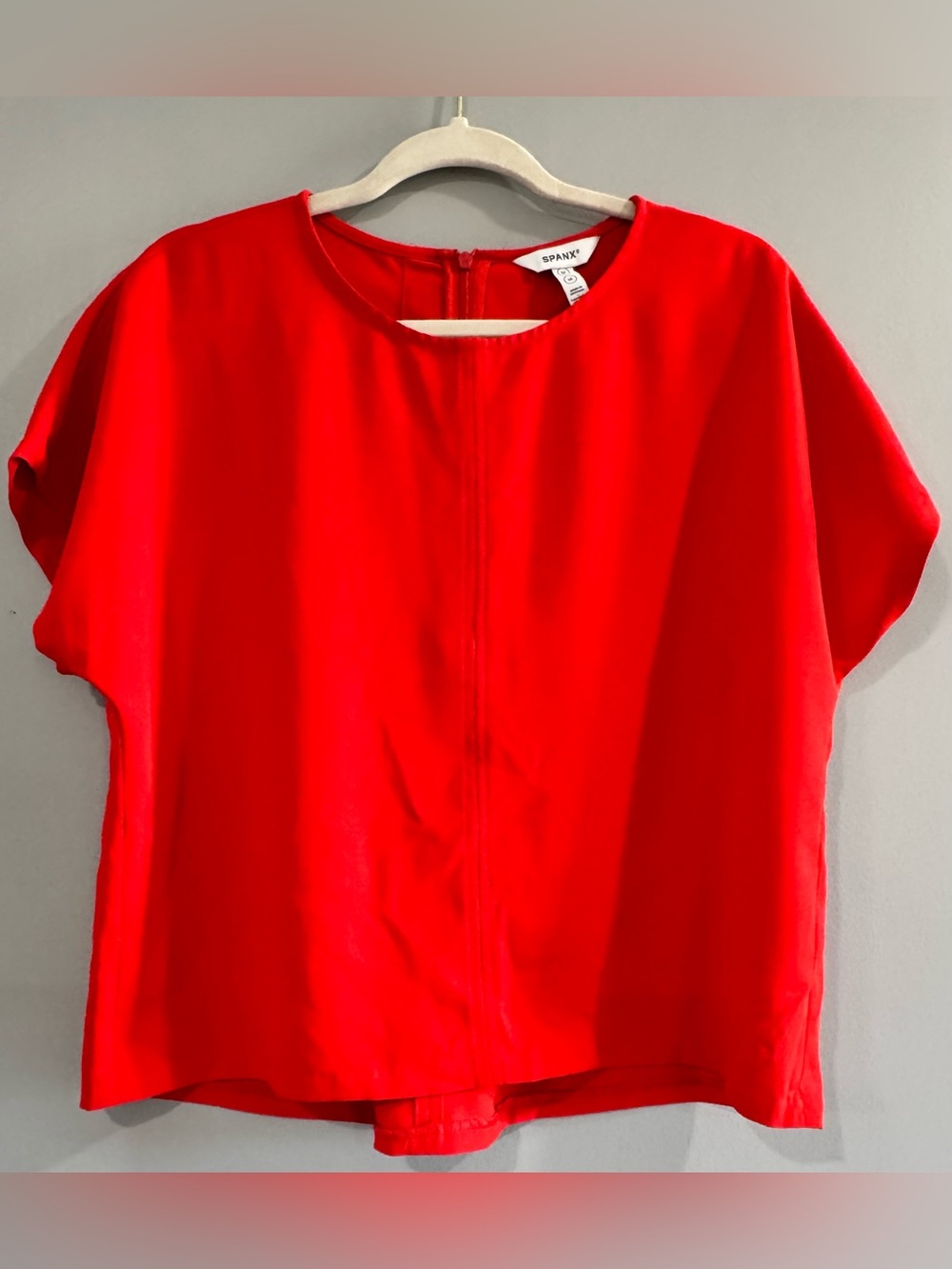 SPANX Bright Red Short Sleeve Crewneck Blouse